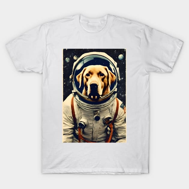 Astronaut Labrador Dog in Space Vintage Surreal T-Shirt by Art-Jiyuu